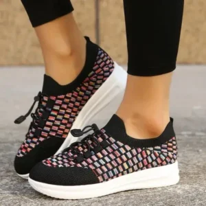 Juneris Women Fashion Fly Knit Breathable Fashion Sneakers