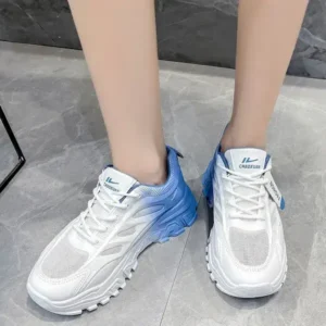 Juneris Women Fashion Round Toe Breathable Mesh Gradient Sneakers