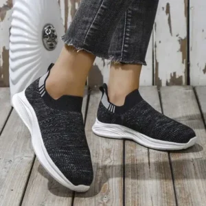 Juneris Women Fashion Round Toe Slip-On Flat Non-Slip Lightweight Sneakers