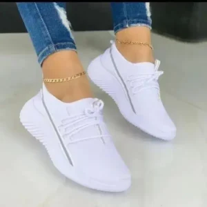 Juneris Women Fashion Breathable Lace-Up Flat Mesh Sneakers