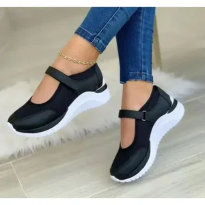 Juneris Casual Velcro Platform Plus Size Mesh Sneakers