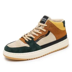 Juneris Men'S Fashion Breathable Color Block Pu Sneakers