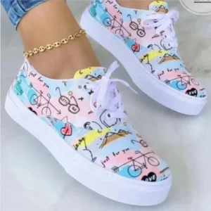 Juneris Graffiti Print Platform Canvas Shoes