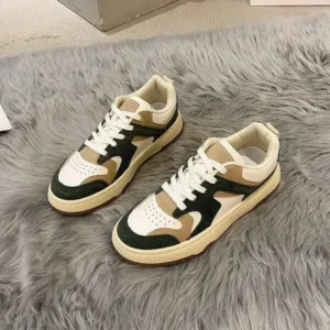 Juneris Women Fashion Lace Up Design Color Blocking Sneakers