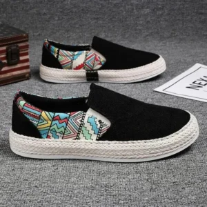 Juneris Men Fashion Color Matching Breathable Canvas Flats Shoes