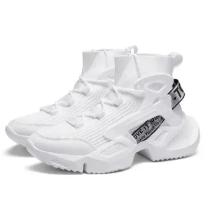 Juneris Men'S Fashion Platform White High Top Sneakers