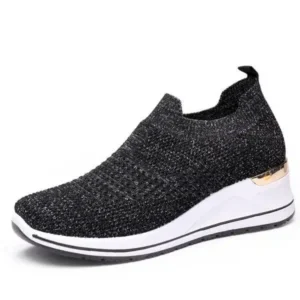 Juneris Women Casual Mesh Knit Design Breathable Comfort Wedge Platform Sneakers