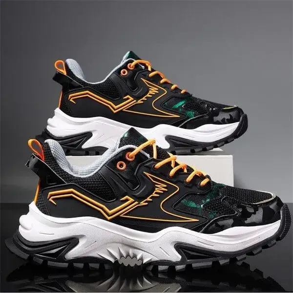 Juneris Men Spring Autumn Fashion Casual Colorblock Mesh Cloth Breathable Rubber Platform Shoes Sneakers