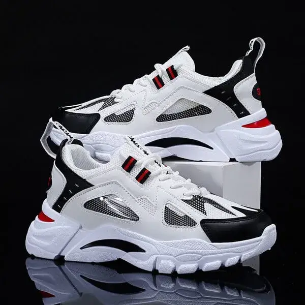 Juneris Men Spring Autumn Fashion Casual Colorblock Mesh Cloth Breathable Lightweight Rubber Platform Shoes Sneakers