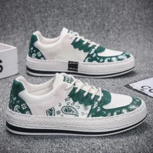 Juneris Men Fashion Cashew Flower Printed Canvas Sneakers