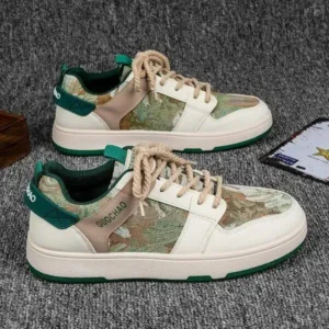 Juneris Men'S Casual Retro Secret Forest Oil Painting Pattern Sneakers