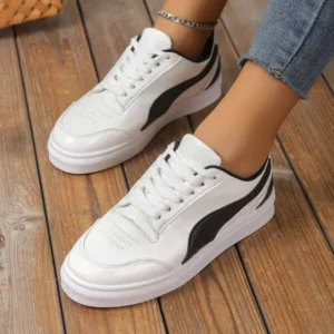 Juneris Women Fashion Plus Size Thick-Soled Round Toe Flat Sneakers