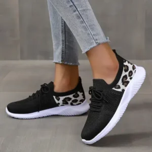 Juneris Women Casual Mesh Breathable Leopard Sneakers