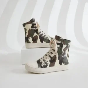 Juneris Women Fashion Casual Plus Size Camouflage Thick-Soled High Top Shoes