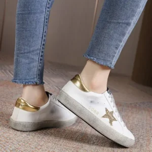 Juneris Women Fashion Casual Plus Size Star Round Toe Sneakers