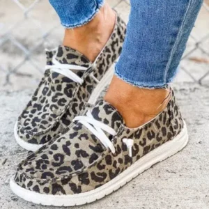 Juneris Women Leopard Casual Flat Loafers Shoes