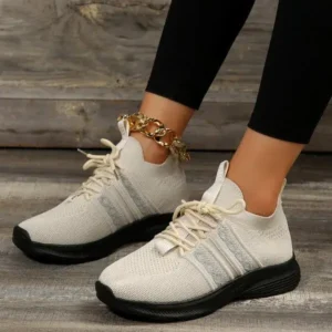 Juneris Women Fashion Casual Flying Mesh Breathable Thick-Soled Sneakers