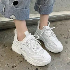 Juneris Women Fashion Casual Mesh Breathable Thick-Soled Sneakers