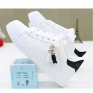 Juneris Women Fashion Flat Solid Color Lace-Up Sneakers