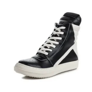 Juneris Women Fashion Casual Black White Inverted Triangle High Top Shoes