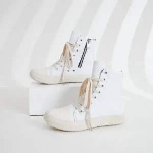 Juneris Women Fashionable Hip Hop White High Top Sneakers