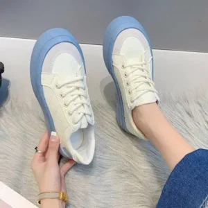 Juneris Women Fashion Round Toe Lace-Up Sneakers