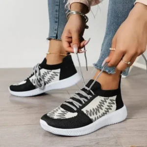 Juneris Women Fashion Color Block Mesh Platform Sneakers