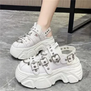 Juneris Women Fashion Platform Solid Color Sneakers