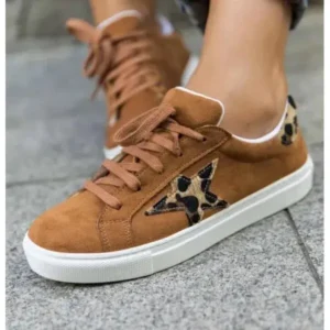 Juneris Women Fashion Round Toe Lace-Up Canvas Sneakers